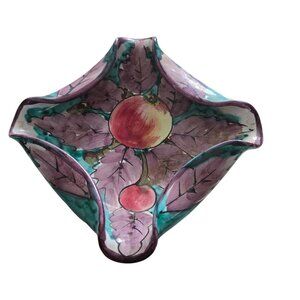 Vintage Mid Century Italian Pottery Unique Piece Shades Purple Green Candy Dish